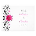 Pink Gerbera Daisy Floral RSVP Reply Card Invitations