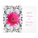 Pink Gerbera Daisy Floral RSVP Reply Card Announcements