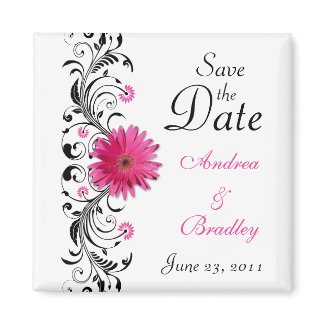 Pink Gerbera Daisy Floral Save the Date Magnet magnet