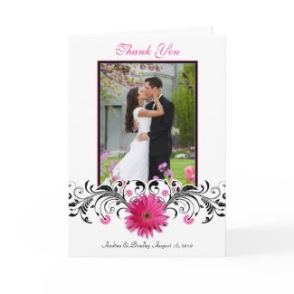 Pink Gerbera Daisy Floral Thank You Card card