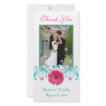 Pink Gerbera Daisy Floral Thank You Photo Card
