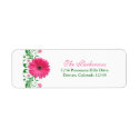 Pink Gerbera Daisy Floral Wedding Address Labels