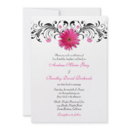 Pink Gerbera Daisy Floral Wedding Invitation invitation