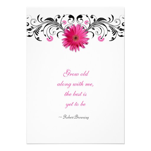 Pink Gerbera Daisy Floral Wedding Invitation