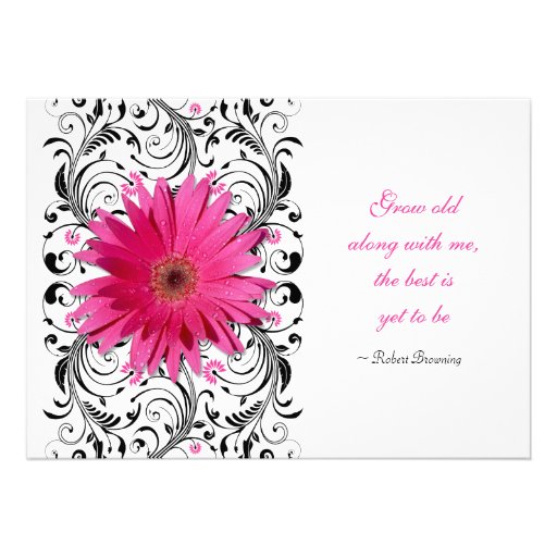 Pink Gerbera Daisy Floral Wedding Invitation