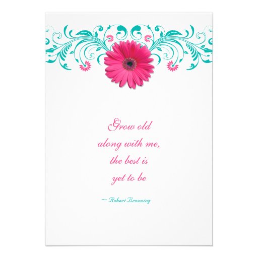 Pink Gerbera Daisy Floral Wedding Invitation