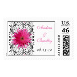 Pink Gerbera Daisy Floral Wedding Postage postage