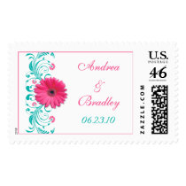 Pink Gerbera Daisy Floral Wedding Postage