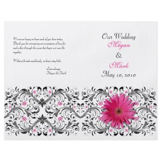 Pink Gerbera Daisy Floral Wedding Program flyer
