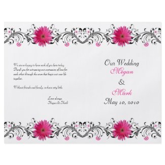 Pink Gerbera Daisy Floral Wedding Program flyer