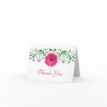 Pink Gerbera Daisy Floral Wedding Thank You Card