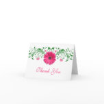 Pink Gerbera Daisy Floral Wedding Thank You Card