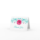 Pink Gerbera Daisy Floral Wedding Thank You Card