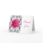 Pink Gerbera Daisy Floral Wedding Thank You Card