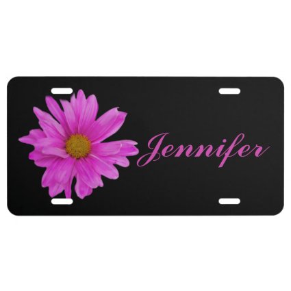 Pink Gerbera Daisy Flower Customizable Name License Plate