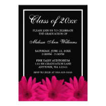 Pink Gerbera Daisy Graduation Announcement invitations