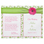 Pink Gerbera Daisy Green Floral Wedding Program flyers