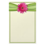 Pink Gerbera Daisy Green Ribbon Stationery