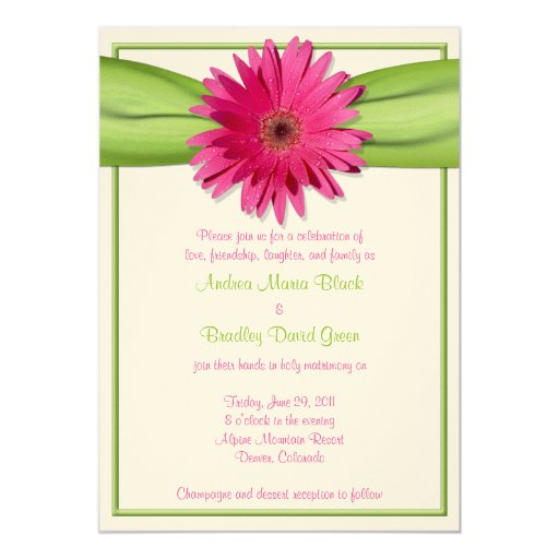 gerbera wedding invitations pink gerbera green ribbon wedding invitation zazzle gerbera wedding invitations pink gerbera green ribbon wedding invitation zazzle