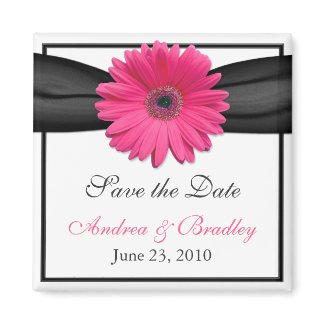 Pink Gerbera Daisy Monogram Wedding Magnet magnet