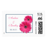 Pink Gerbera Daisy Monogram Wedding Postage postage