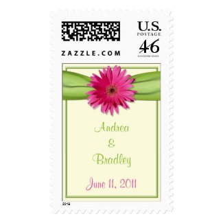 Pink Gerbera Daisy Monogram Wedding Postage stamp