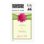 Pink Gerbera Daisy Monogram Wedding Postage