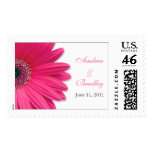 Pink Gerbera Daisy Monogram Wedding Postage postage