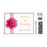 Pink Gerbera Daisy Monogram Wedding Postage postage