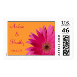 Pink Gerbera Daisy Monogram Wedding Postage postage