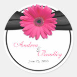 Pink Gerbera Daisy Monogram Wedding Sticker