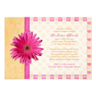 Pink Gerbera Daisy Orange Bridal Shower Invitation