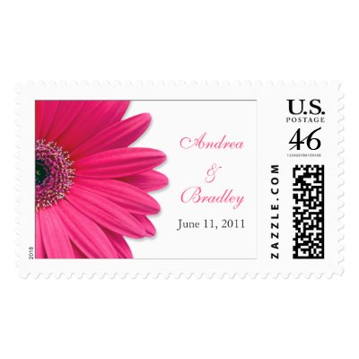Pink Gerbera Daisy Personalized Wedding Postage
