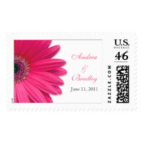 Pink Gerbera Daisy Personalized Wedding Postage