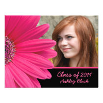 Pink Gerbera Daisy Photo Graduation Invitation