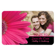 Pink Gerbera Daisy Photo Wedding Magnet premiumfleximagnet