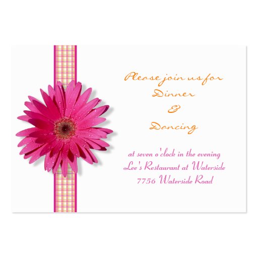 Pink Gerbera Daisy Reception Card Business Card (front side)