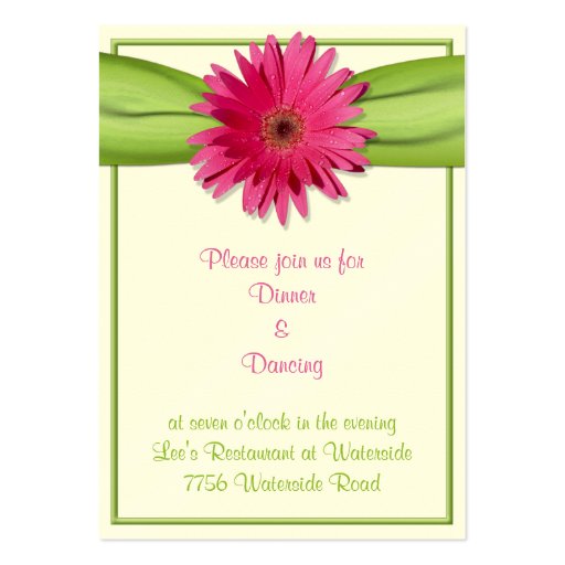 Pink Gerbera Daisy Reception Card Business Card Templates (front side)