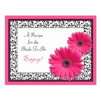 Pink Gerbera Daisy Recipe Card for the Bride to Be