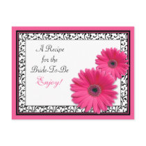 Pink Gerbera Daisy Recipe Card for the Bride to Be Postcards