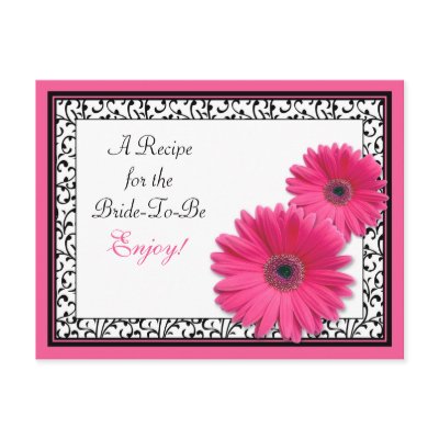 Pink Gerbera Daisy Recipe Card for the Bride to Be Postcards
