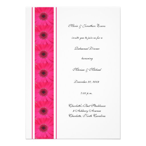 Pink Gerbera Daisy Rehearsal Dinner Invitation