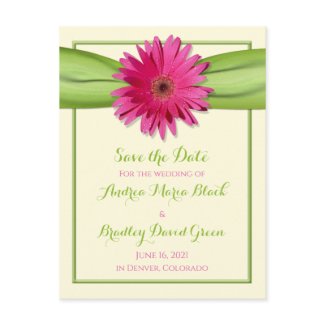 Pink Gerbera Daisy Save the Date Postcard postcard