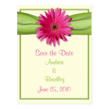 Pink Gerbera Daisy Save the Date Postcard