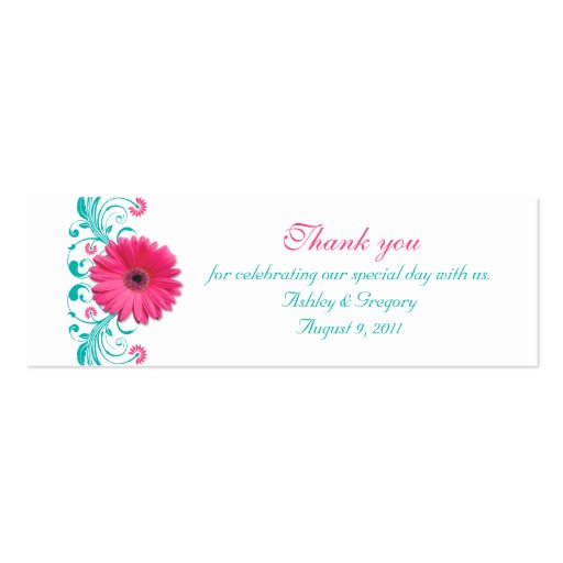 Pink Gerbera Daisy Special Occasion Favor Tags Business Cards (front side)