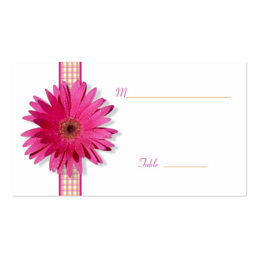 Pink Gerbera Daisy Special Occasion Place Card Business Card Template (back side)