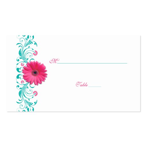 Pink Gerbera Daisy Special Occasion Place Card Business Card Template (front side)