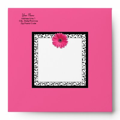 Pink Gerbera Daisy Square Invitation Envelope