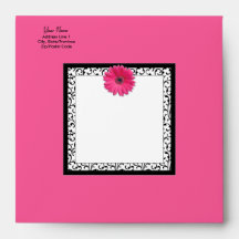 Pink Gerbera Daisy Square Invitation Envelope