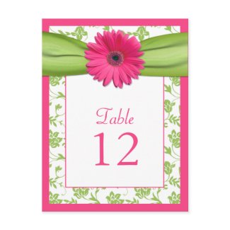Pink Gerbera Daisy Table Number Card postcard